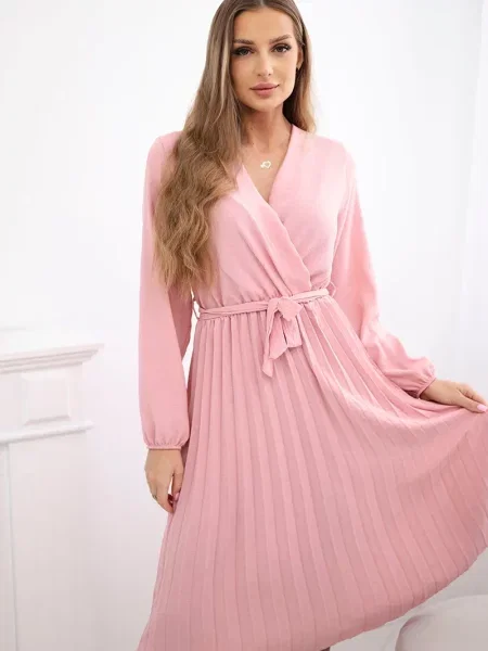 Rochie Kesi Włoski plisată de costum roz