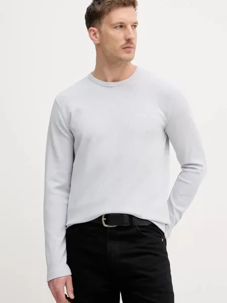 Majica z dolgimi rokavi BOSS Orange siva