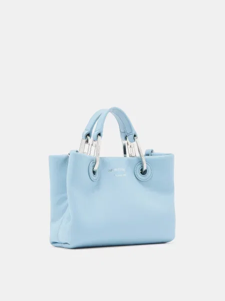 Кожаная сумка Emporio Armani голубая