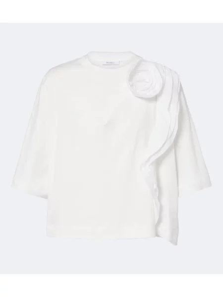 Tricou Max Mara cu model floral din jerseu alb