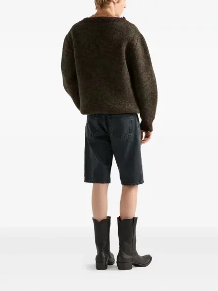 Pantaloni scurți din denim Prada negru