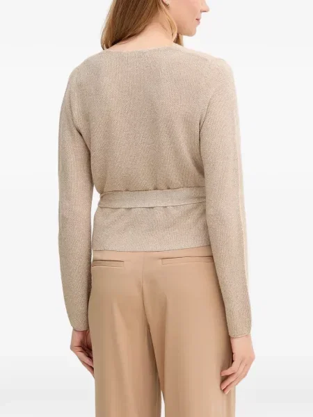 Пуловер Oui с V-образно деколте връзки