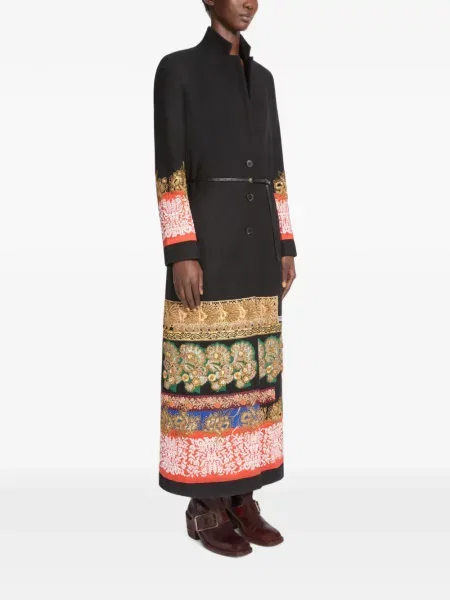 Вълнено палто Dries Van Noten бродирано черно