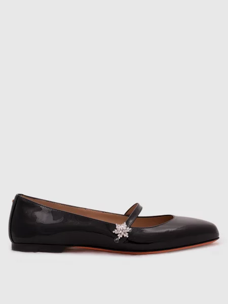 Шкіряні лаковані балетки Santoni чорні