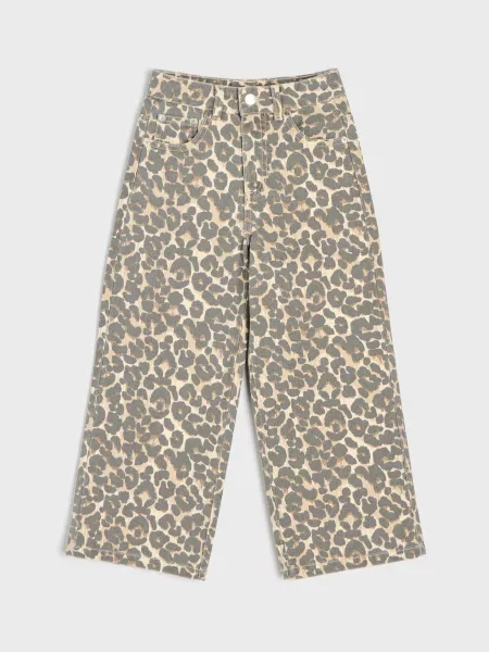 Sinsay Wide leg džíny s leopardím vzorem vícebarevná