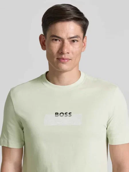 T-shirt o kroju regular fit z czystej bawełny model Te_LOGOTAPE' Boss Orange