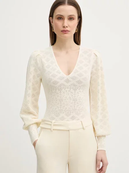 Twinset body din dantelă pentru femei bej