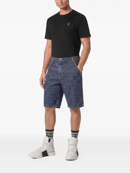 Pantaloni scurți din denim Philipp Plein albastru
