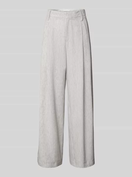 Spodnie materiałowe z szeroką nogawką i zakładkami w pasie model ‘Washington’ Mac Daydream białe