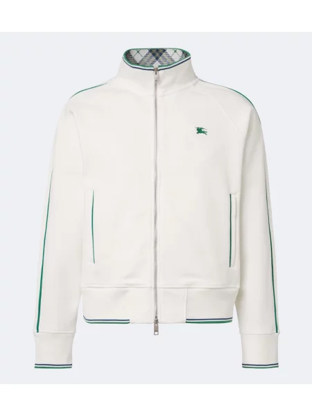 Hanorac cu fermoar Burberry din jerseu alb