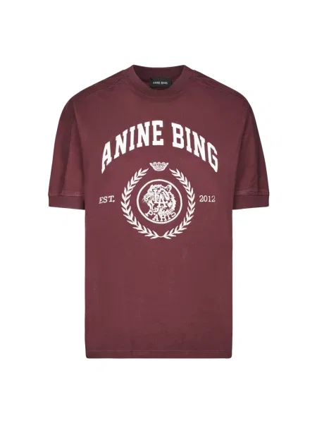 T-shirt z nadrukiem z logo Anine Bing czerwona