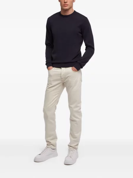 Pulover Brooks Brothers de lână cu decolteu rotund albastru
