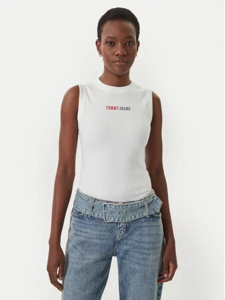 Tommy Jeans Palaidinė be rankovių ESS raudona / juoda balta