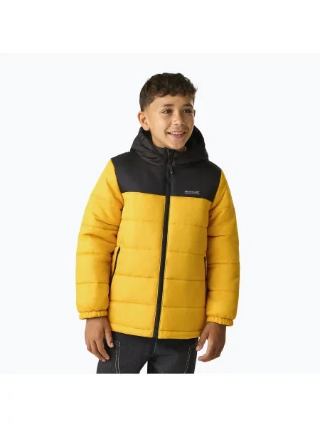 Gyerek bélelt kabát REGATTA Lofthouse black/mustard. Méret: 13 fekete