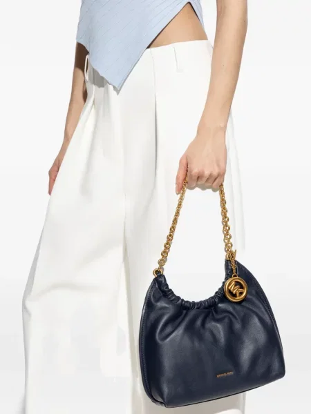 Кожена чантичка Michael Michael Kors синьо