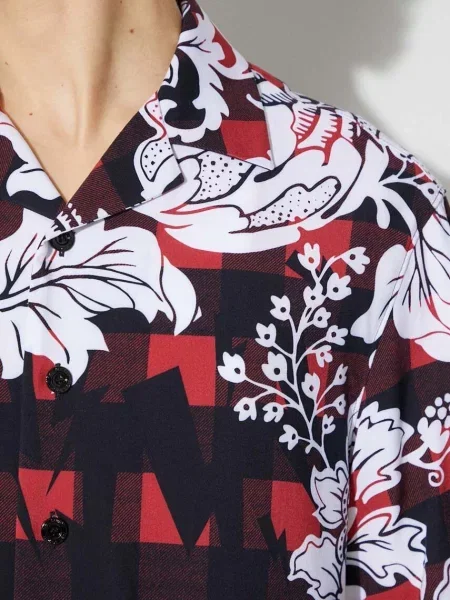 Сорочка Neil Barett LOOSE HAWAIIAN CHECK WITH BOLTS relaxed червоний