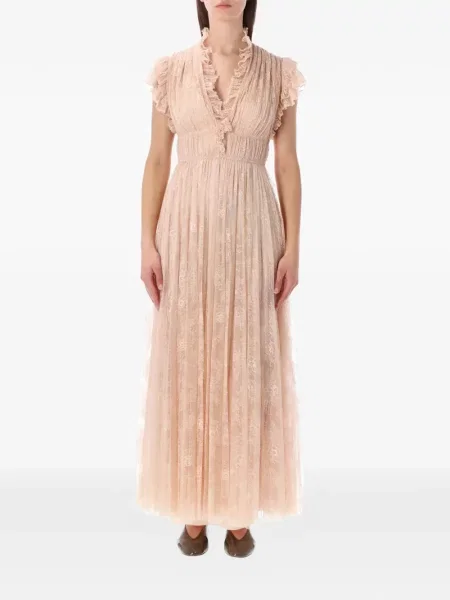 Rochie maxi Alberta Ferretti slip-on plisată de costum