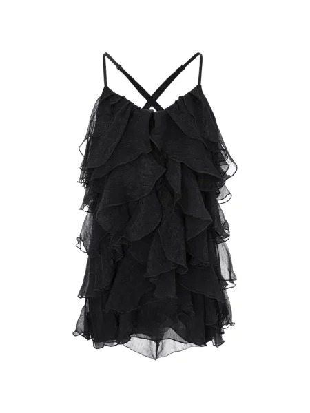 Rochie mini Monarh de mătase cu volane negru