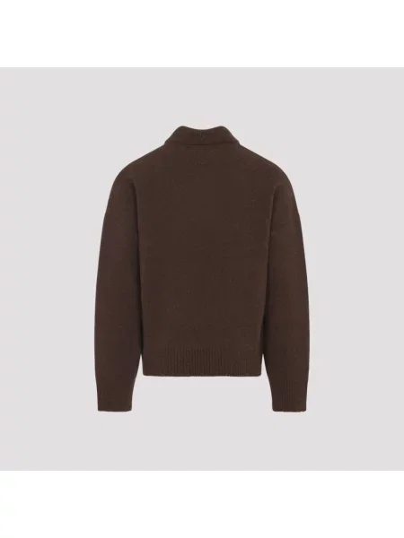 Sweter Ami Paris wełniany brązowy