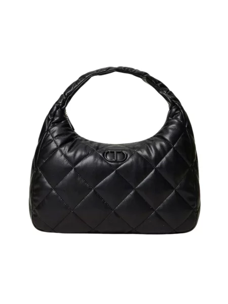 Duża torebka hobo Twinset skórzana czarna