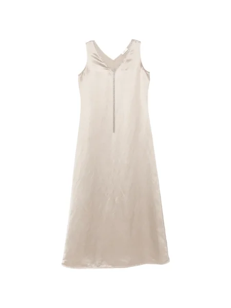 Sukienka midi Panicale z dekoltem w serek do kolan garniturowa złota