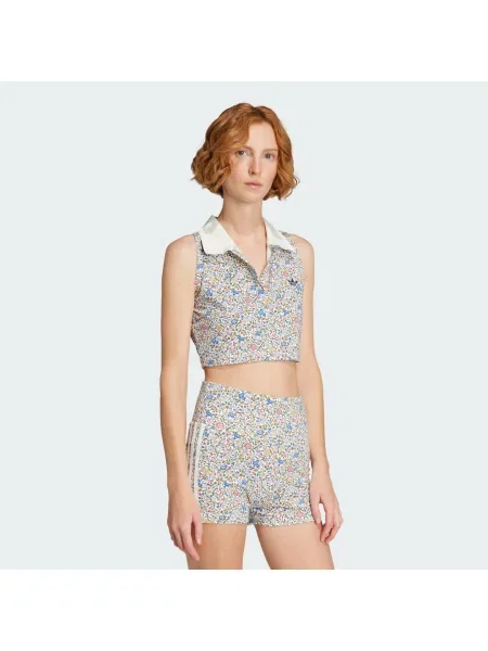 Krótka koszulka polo adidas Originals x Liberty London Sleeveless białe