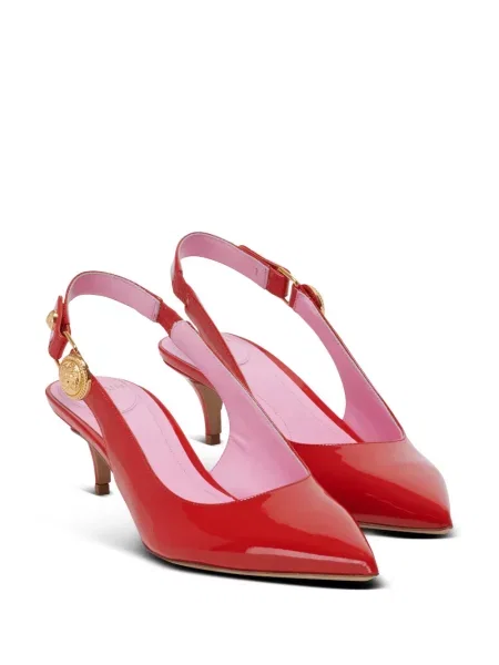 Iš natūralios odos lakuotos bateliai Balmain slingback raudona