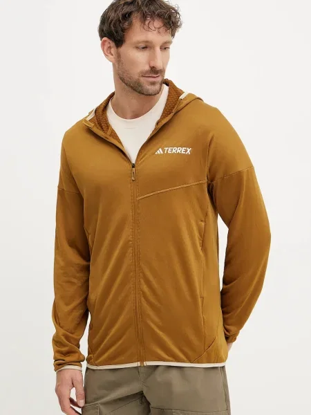 Суичър с качулка Adidas Terrex с качулка жълто