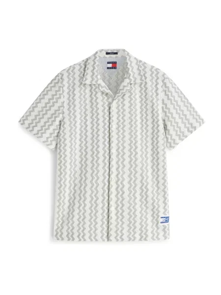 Tommy Jeans Cămașă verde pastel alb