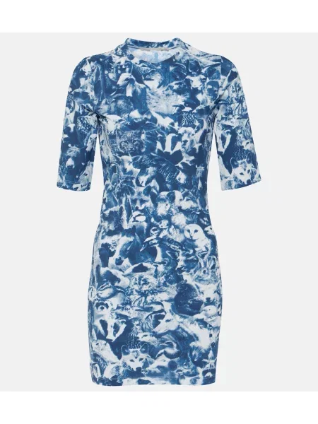 Mała mały sukienka mini Stella Mccartney z nadrukiem niebieska