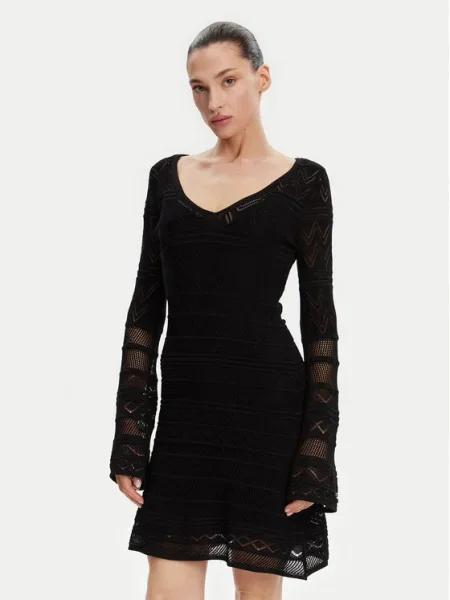 Guess Плетена рокля черен