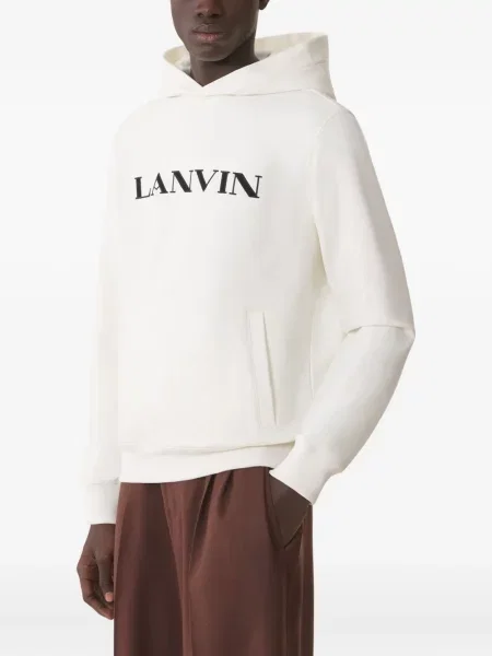 Hanorac cu glugă Lanvin cu broderie alb