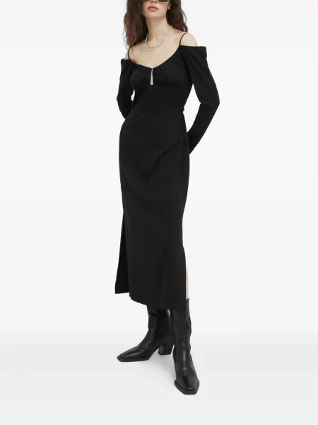 Rochie midi Samsøe Samsøe până la genunchi de costum negru