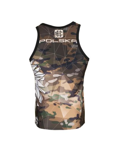 Koszulka sportowa bez rękawów Tank top rashguard EXTREME HOBBY POLSKA CAMO zielona