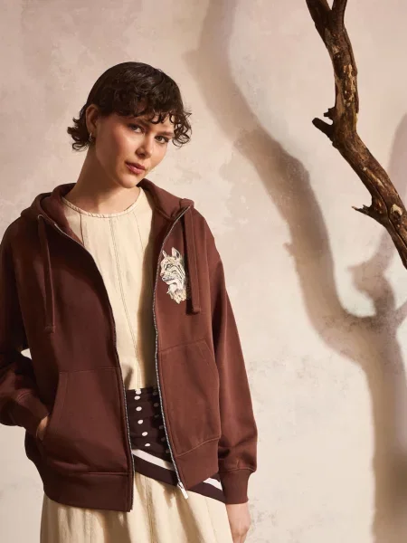 Medicine bluza rozpinana z kapturem brązowa
