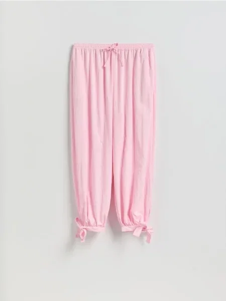 Reserved Pantaloni cu șireturi pe crac roz-pastel roz