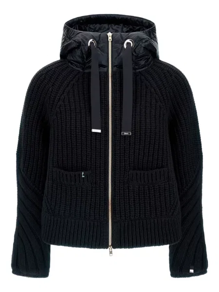 Dzianinowy sweter Herno z kapturem czarny