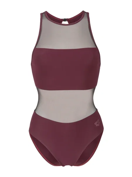 ARENA Costum de baie întreg MESH PANEL VENT BACK vin roșu