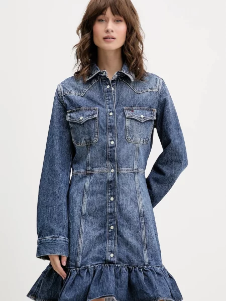 Tommy Jeans rochie jeans bleumarin mini evazați albastru