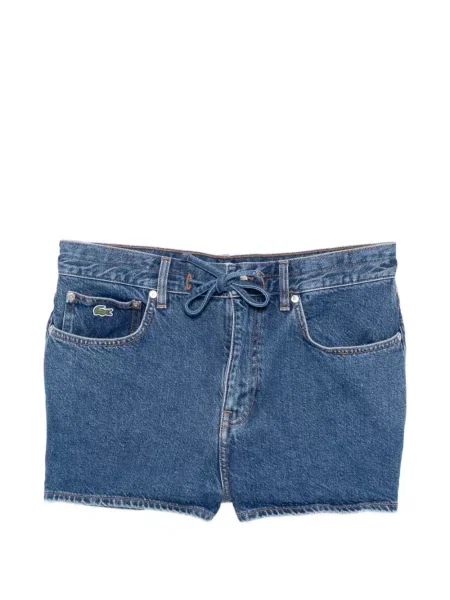 Pantaloni scurți din denim Lacoste cu broderie albastru