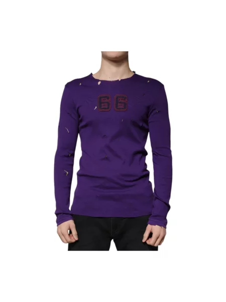 Dzianinowy sweter Dolce And Gabbana fioletowy