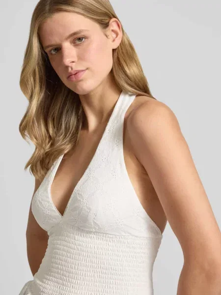 Top Gina Tricot z dekoltem w serek wiązany biały