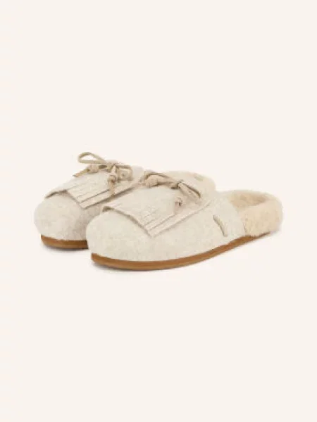 Ancient Greek Sandals Pantofle Vasilitsa Fringe krémová