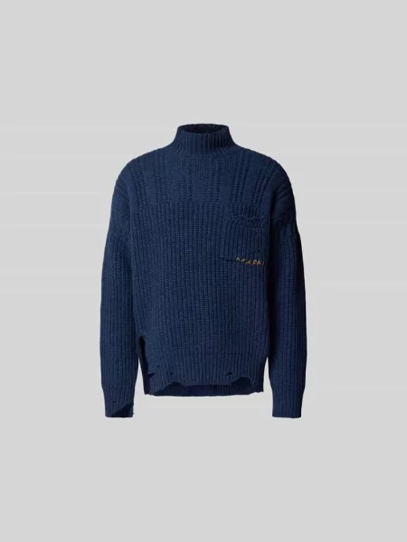 Sweter z wyhaftowanym logo Marni granatowy
