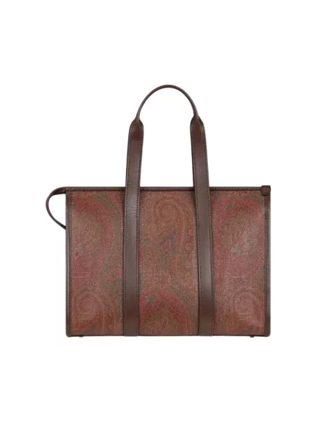 Shopperka Etro z wzorem paisley brązowa
