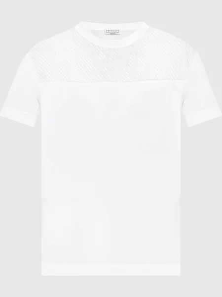 Футболка з паєтками Brunello Cucinelli біла
