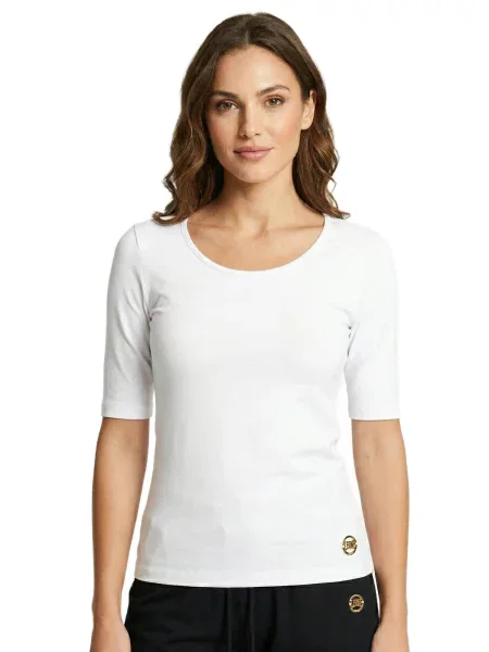 Elegancki T-shirt z rękawem biała