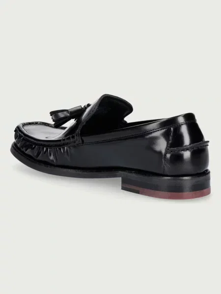 Tommy Hilfiger mokasyny skórzane SQUARE TOE TASSEL LOAFER czarne