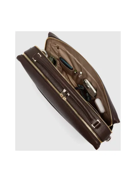 Torba na laptopa Piquadro skórzana brązowa