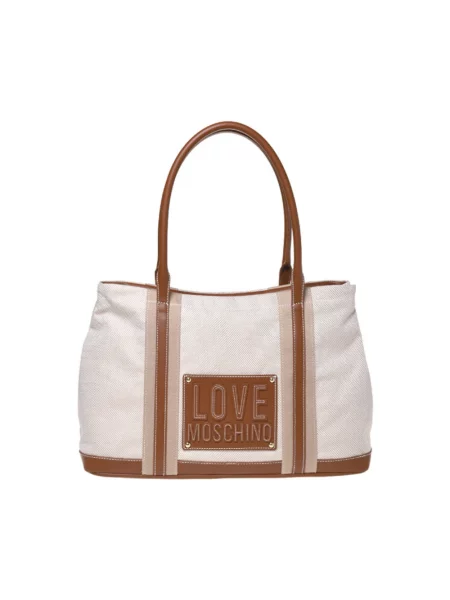 Shopperka Love Moschino płócienna beżowa